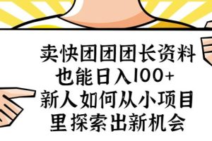 卖快团团团长资料也能日入100+新人如何从小项目里探索出新机会