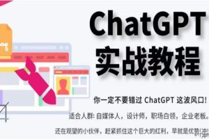 ChatGPT实战教程，带你从小白成为ChatGPT专家