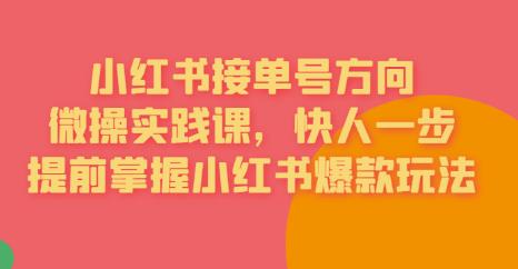 小红书接单号微操实践课，快人一步，提前掌握优秀选题、文案写法、图文视频创作技巧