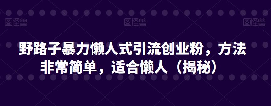 野路子简单暴力引流创业技巧！适合懒人快速吸粉