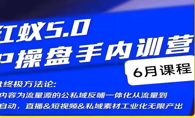 红蚁5.0IP操盘手内训营：IP操盘全自动方法论，流量变现无限产出