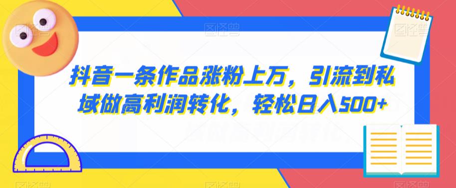 抖音引流策略：一条作品涨粉上万，高利润转化，轻松实现每日500+收入