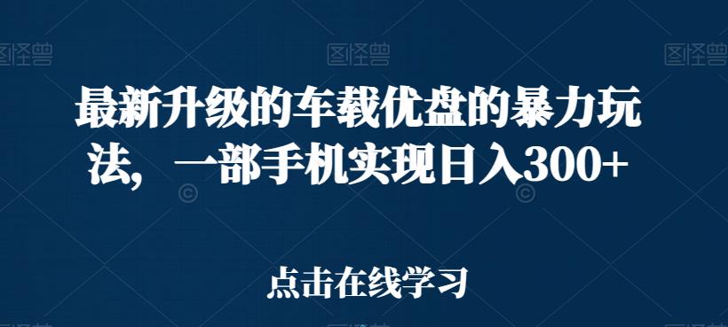 车载优盘升级玩法大揭秘！一部手机日入300+，又简单又暴力！