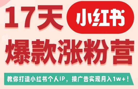 小红书爆款涨粉营，教你打造小红书博主IP，接广告变现，快速涨粉的方法