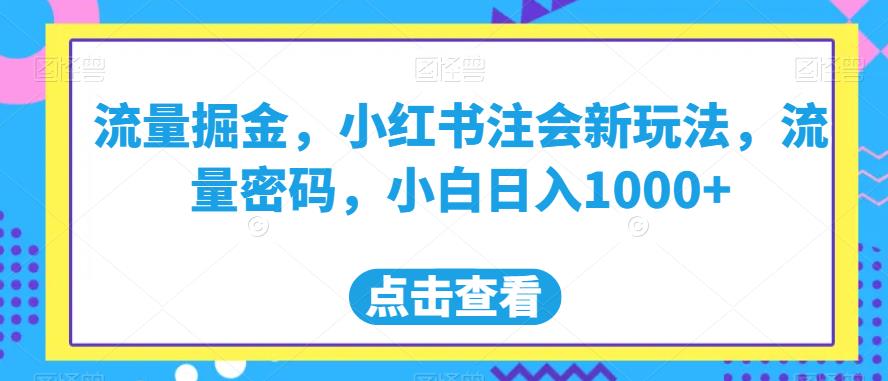 小红书流量掘金：超级蓝海赛道揭秘，小白日入1000+！