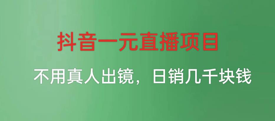 抖音一元店项目，不需真人出镜，日销几千块钱，赚取高额佣金