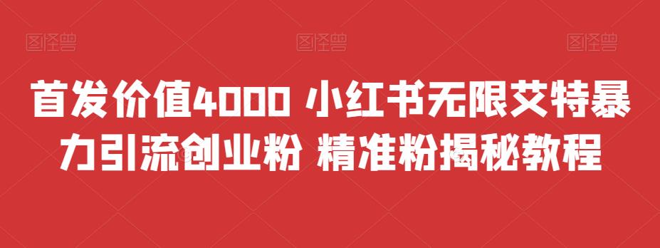 小红书无限艾特暴力引流创业粉精准粉揭秘教程，首发价值4000元！