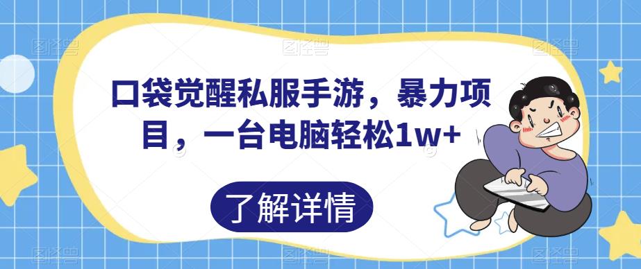 【揭秘】口袋觉醒私服手游，一台电脑轻松1w+，暴力项目开启赚钱之路