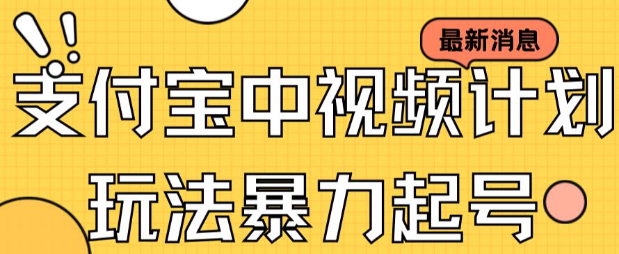 支付宝中视频玩法暴力起号，有播放即可获得收益，两个号更佳