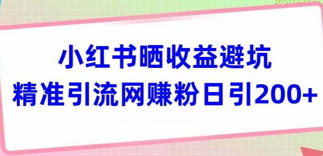 小红书晒收益避坑：精准引流网创粉，日引200+方法揭秘