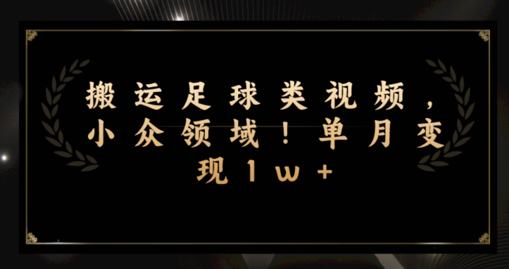 足球类视频搬运：小众领域也能月入过万，轻松变现！