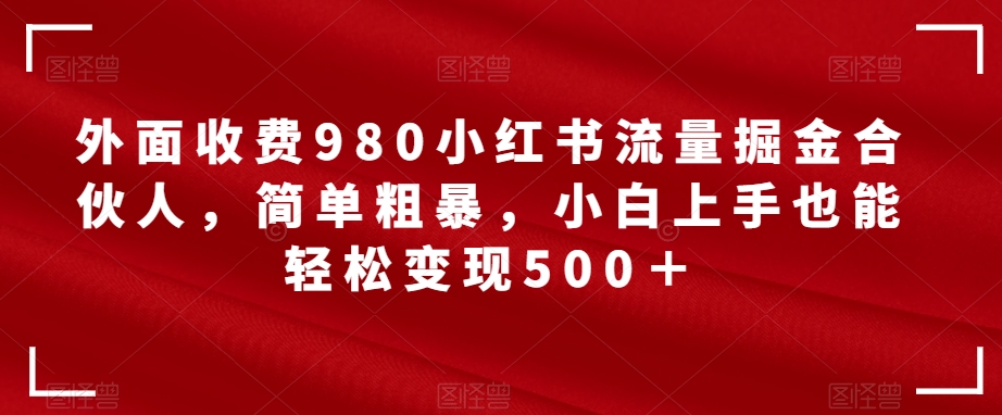 小红书流量掘金合伙人揭秘：0成本0投资，轻松实现500+收益