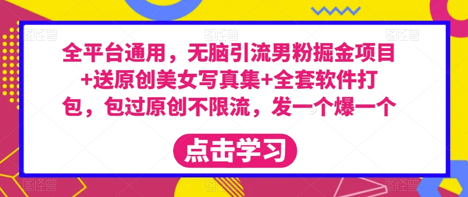 全平台通用男粉引流掘金项目，轻松制作美女图文，日入500+