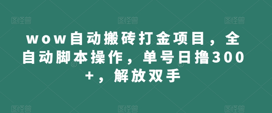 WOW自动搬砖打金项目，全自动脚本操作，轻松日赚300+