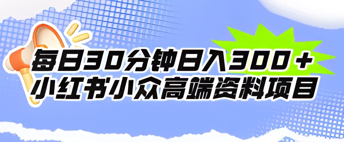 小红书高端资料项目，每日30分钟轻松日入300+