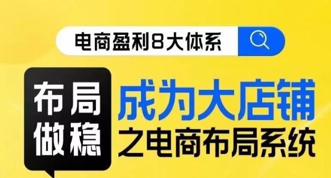 【电商布局】八大体系全面解析，打造大店的稳健电商布局线上课！