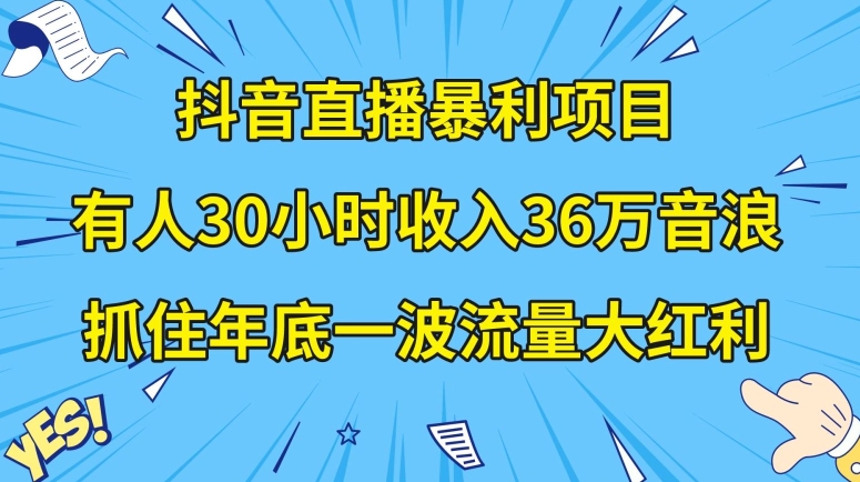 抖音直播暴利项目，有人30小时收入36万音浪，公司宣传片年会视频制作，抓住年底一波流量大红利