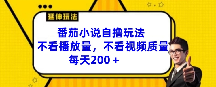 番茄小说自撸玩法，不看播放量，不看视频质量，每天200+【揭秘】