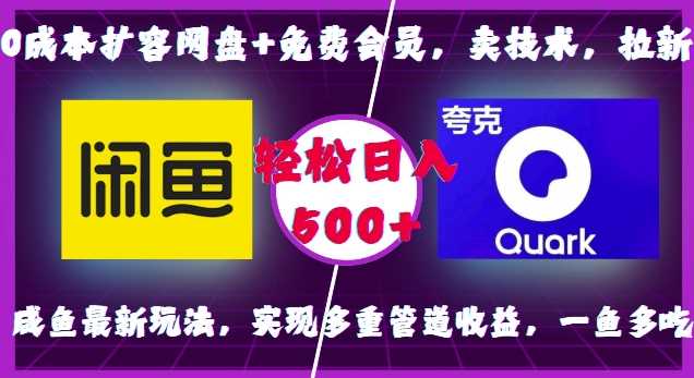 0成本扩容网盘+免费会员，卖技术，拉新，咸鱼最新玩法，实现多重管道收益，一鱼多吃，轻松日入500+