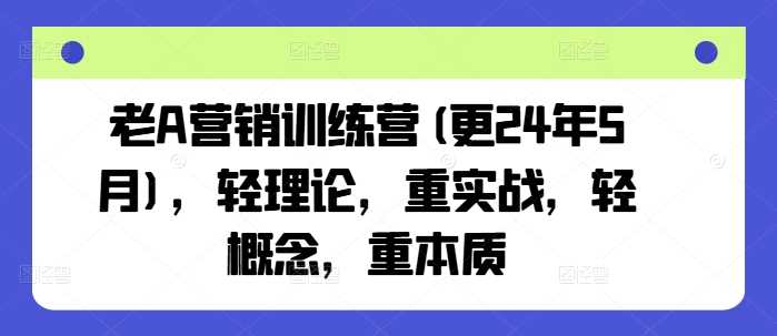 老A营销训练营(更24年12月)，轻理论，重实战，轻概念，重本质